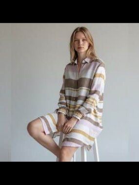Rachel Zoe Striped Button-Down Linen Dress